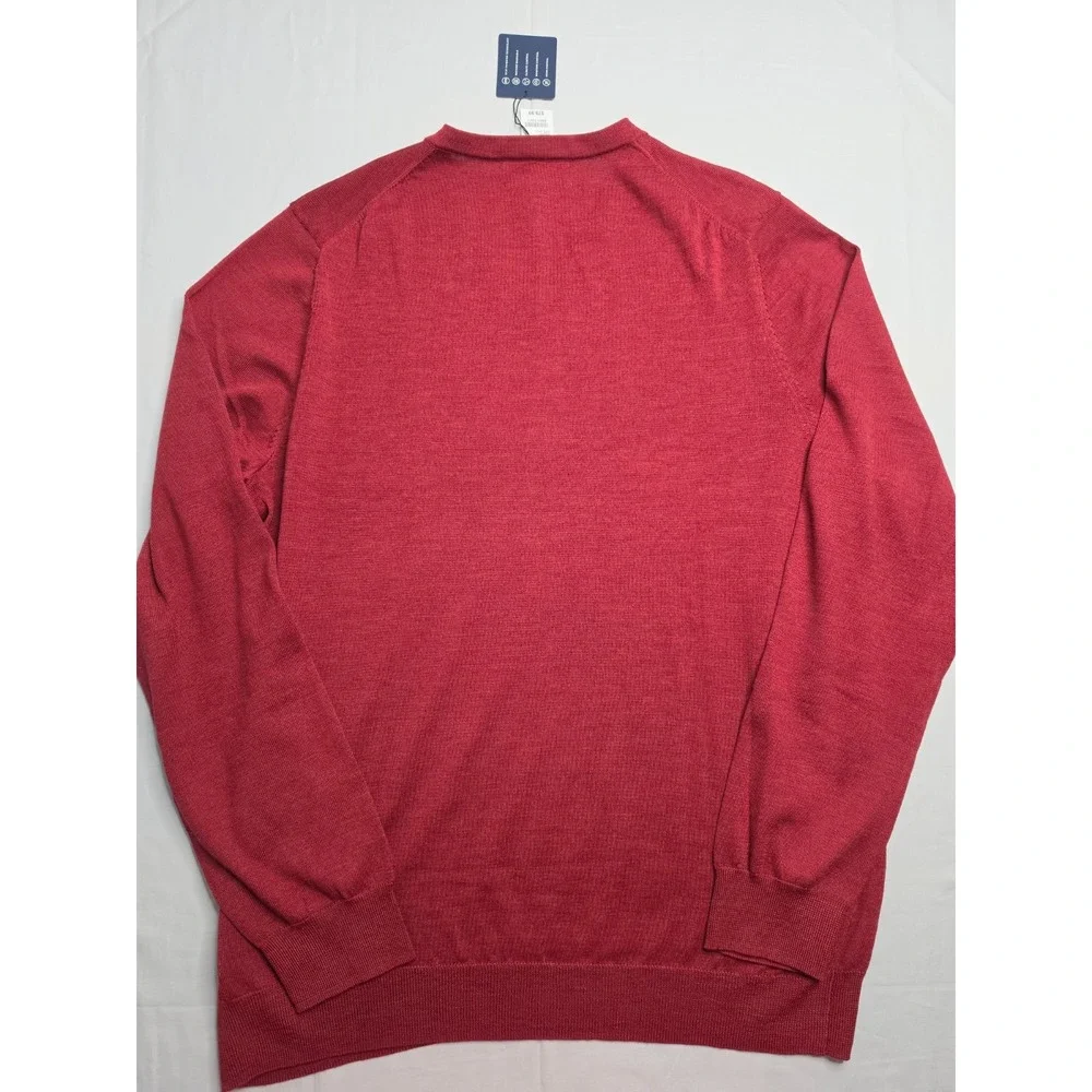 Joseph Abboud Sweater Men 3XLT Red Merino Wool Tight Knit Modern Fit Long Sleeve